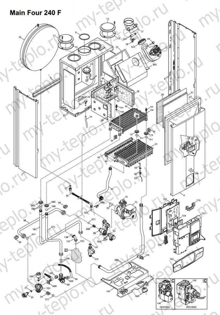 Купить запчасти для Baxi Main Four 240 F в Липецке