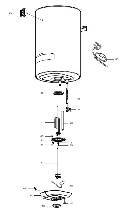 Запчасти для Ariston PRO1 R INOX ABS 80 V: схема Запчасти Ariston PRO1 R INOX ABS 80 V купить в Липецке
